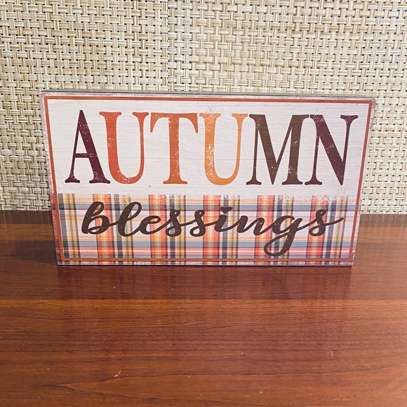 🍁🌟2xHP🌟NWOT Fall Decor Set: Plush Velvet Gobbler Turkey & Autumn Blessing Sign - Picture 9 of 13